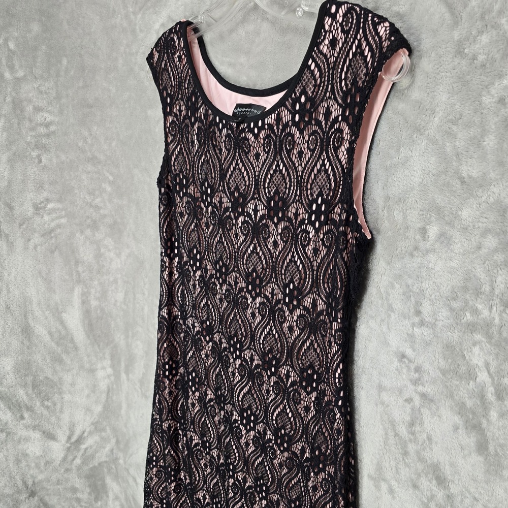 Connected Apparel Dress Women‎ 10 Black Lace Pink Sheath Cap Sleeve Modest Party - Picture 9 of 13
